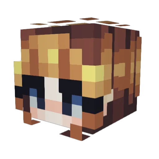 Isidari Minecraft avatar head, 3D render
