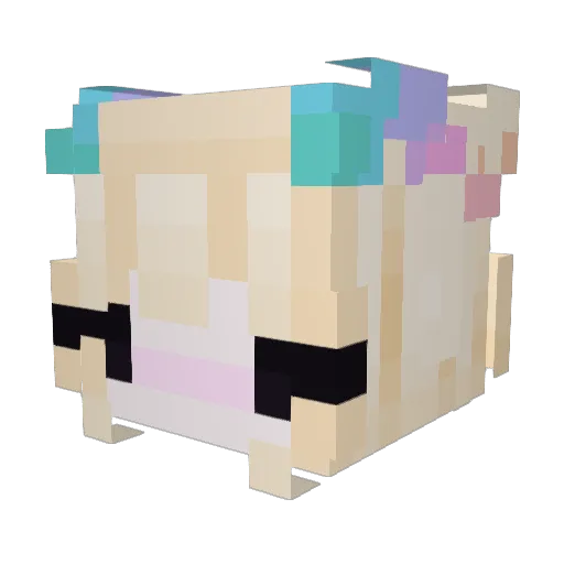 Iuvu Minecraft avatar head, 3D render