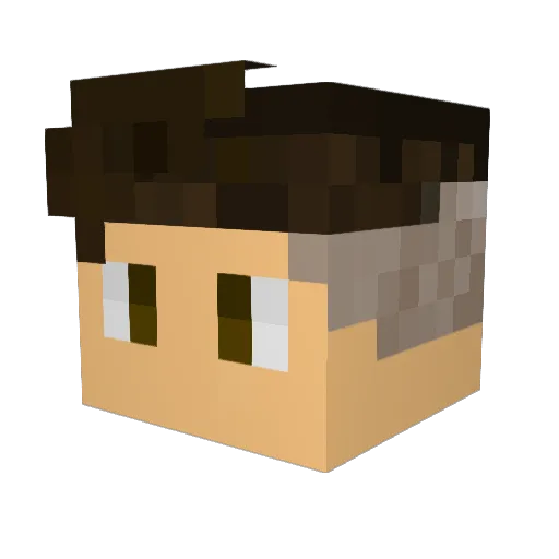 JUV3NTUD Minecraft avatar head, 3D render