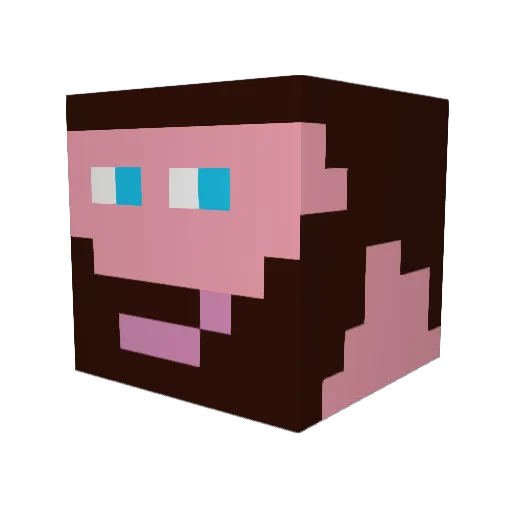 Jaehfff Minecraft avatar head, 3D render