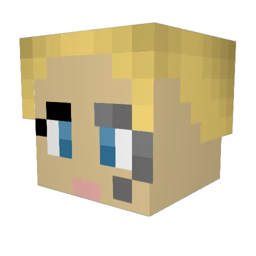 Jarmomo Minecraft avatar head, 3D render