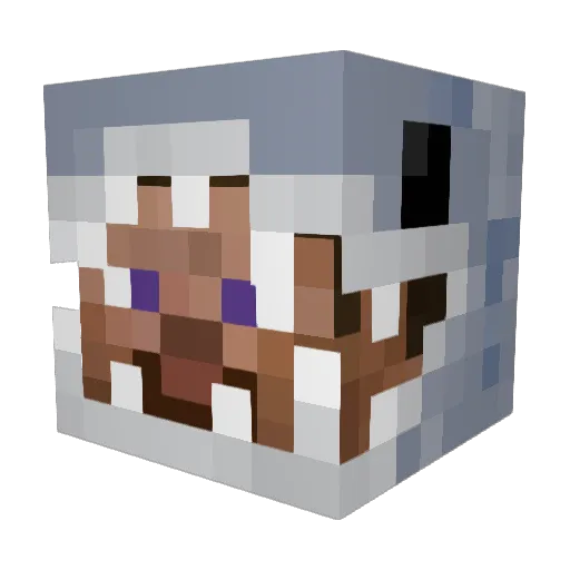 Jaws Minecraft avatar head, 3D render