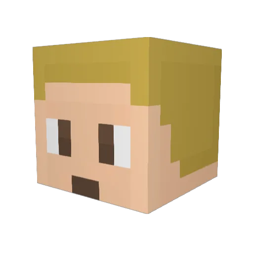 JaxBrix Minecraft avatar head, 3D render