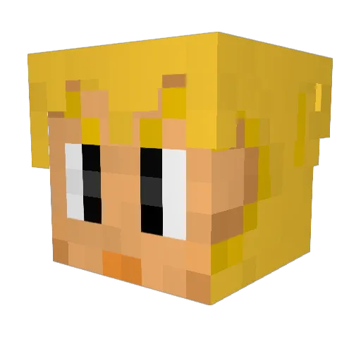 Jazende Minecraft avatar head, 3D render