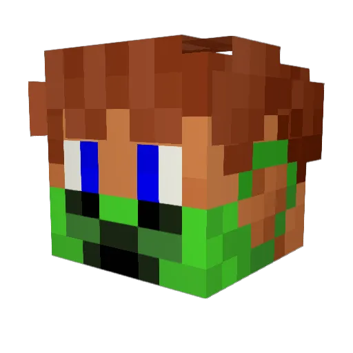 JellyFin Minecraft avatar head, 3D render