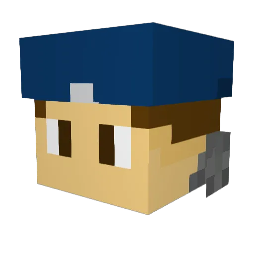JeykobHD Minecraft avatar head, 3D render