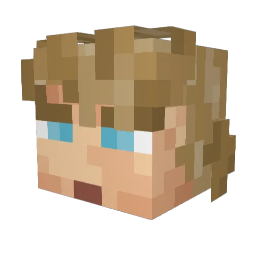 Jinkieez Minecraft avatar head, 3D render