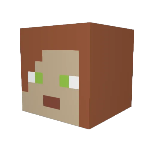 JinnChan Minecraft avatar head, 3D render