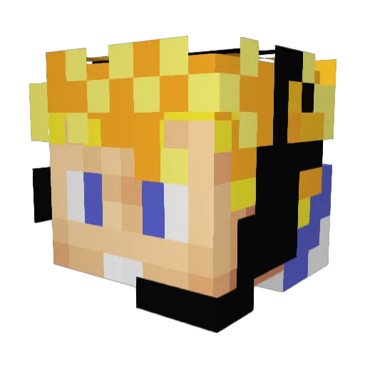 JoanGoku Minecraft avatar head, 3D render