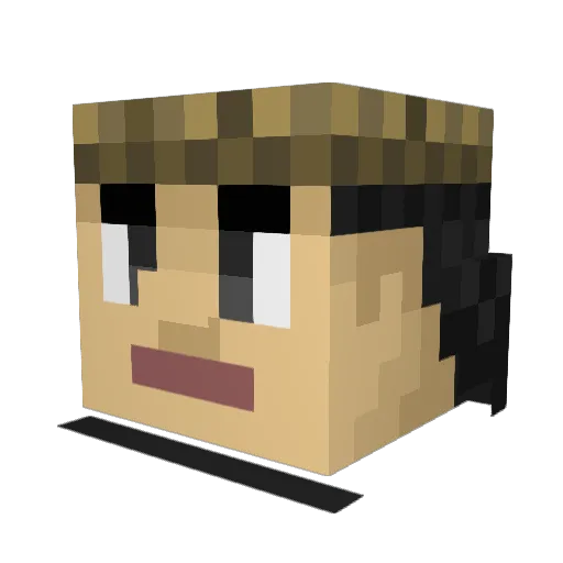 JoeDough Minecraft avatar head, 3D render
