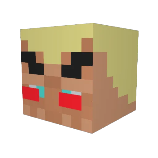 Johiho Minecraft avatar head, 3D render