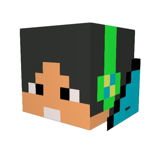 JoyeuxLama Minecraft avatar head, 3D render