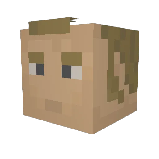Junarra Minecraft avatar head, 3D render