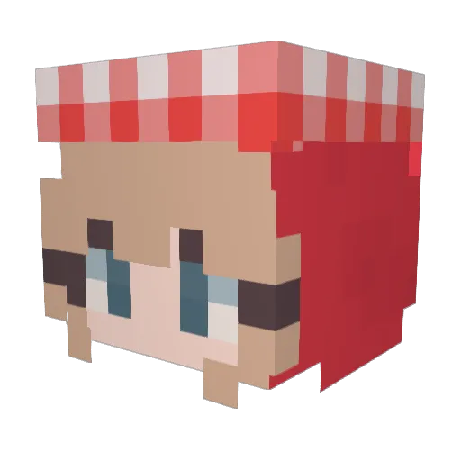 JuneBuug Minecraft avatar head, 3D render