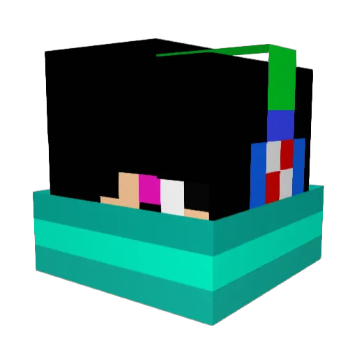 JustAtomqk Minecraft avatar head, 3D render