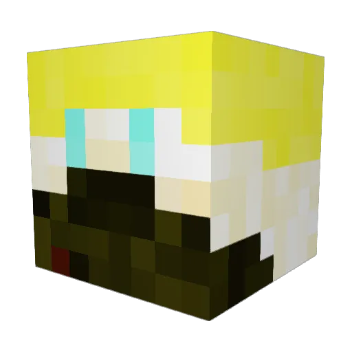 JusticeBroken Minecraft avatar head, 3D render