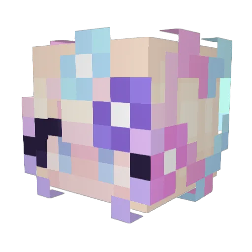Kagetoratora Minecraft avatar head, 3D render