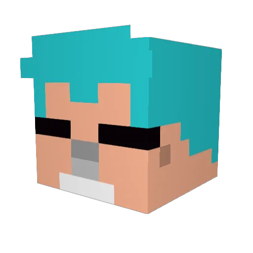 Kaptaain Minecraft avatar head, 3D render