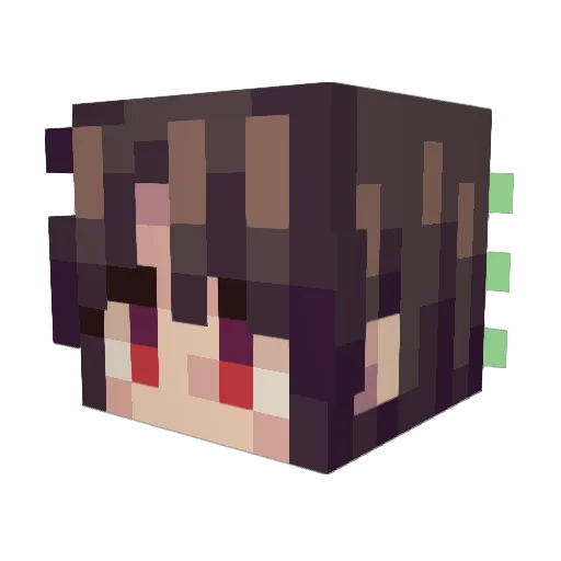 Kasaneteku Minecraft avatar head, 3D render