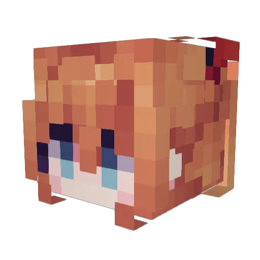 Kattified Minecraft avatar head, 3D render
