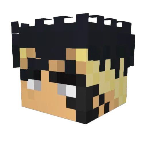 Kawashiki Minecraft avatar head, 3D render