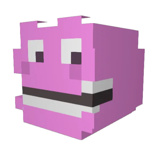 Kawiiin Minecraft avatar head, 3D render