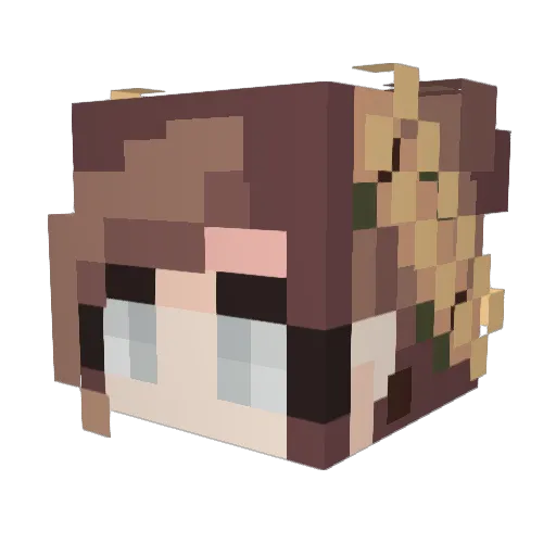 Kazupito Minecraft avatar head, 3D render