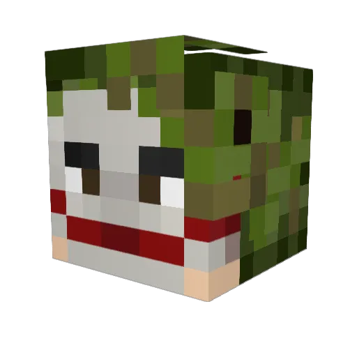 Keemanan Minecraft avatar head, 3D render