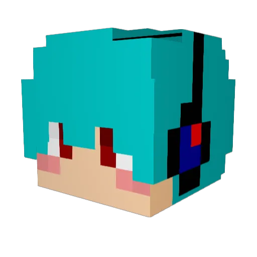 KibaGun Minecraft avatar head, 3D render