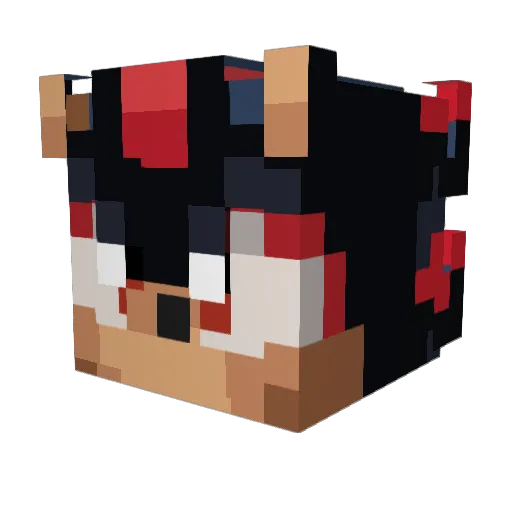 Kiboami Minecraft avatar head, 3D render