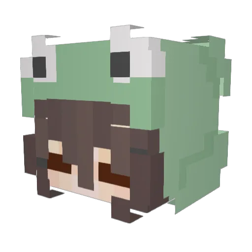 Kichane Minecraft avatar head, 3D render