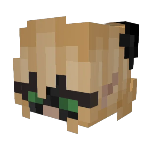 Kiishere Minecraft avatar head, 3D render
