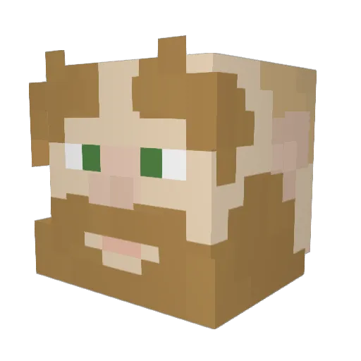 Kiksuu Minecraft avatar head, 3D render