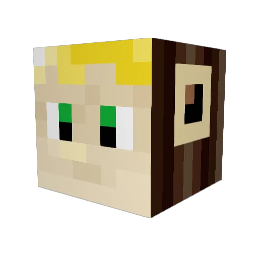 Kikuo Minecraft avatar head, 3D render