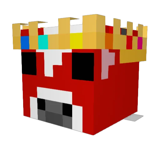 KingCraft_008 Minecraft avatar head, 3D render