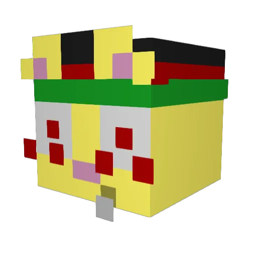Kirbowser Minecraft avatar head, 3D render
