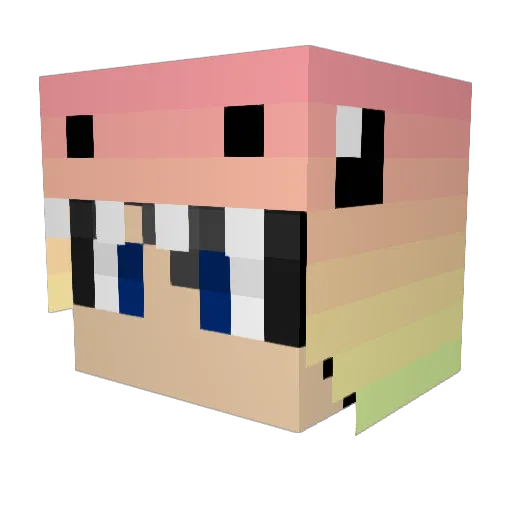Kirigari Minecraft avatar head, 3D render