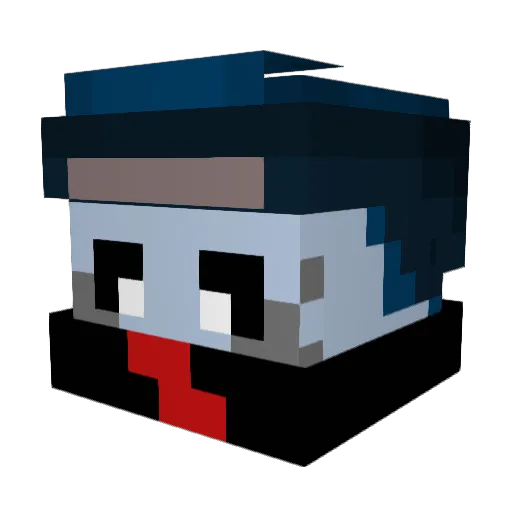 Kisames Minecraft avatar head, 3D render