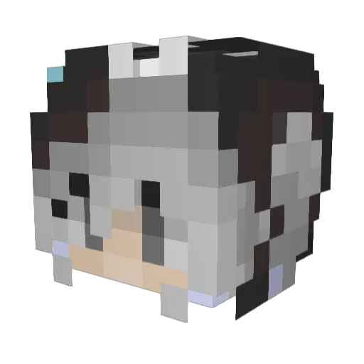 Kising Minecraft avatar head, 3D render