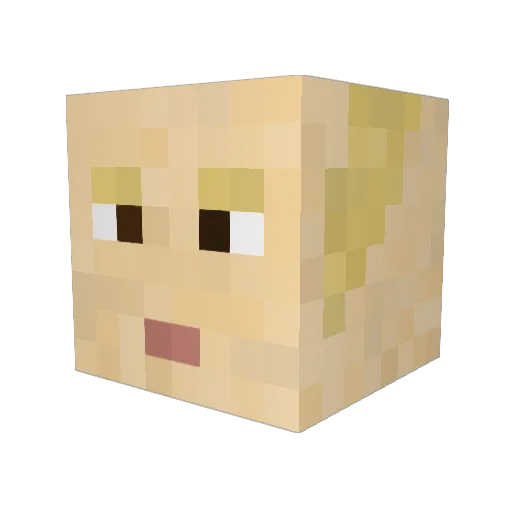 Kisufa Minecraft avatar head, 3D render