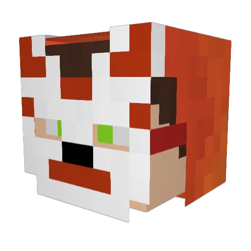 Kitsujin Minecraft avatar head, 3D render