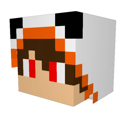 Kitsunito Minecraft avatar head, 3D render