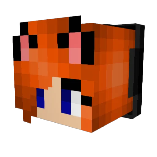 Kitsunking Minecraft avatar head, 3D render
