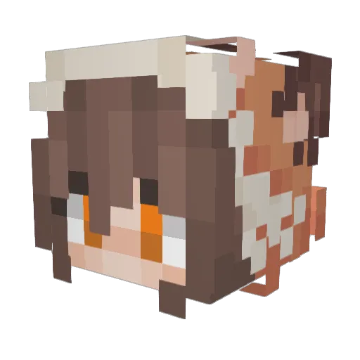 Kitsunneko Minecraft avatar head, 3D render