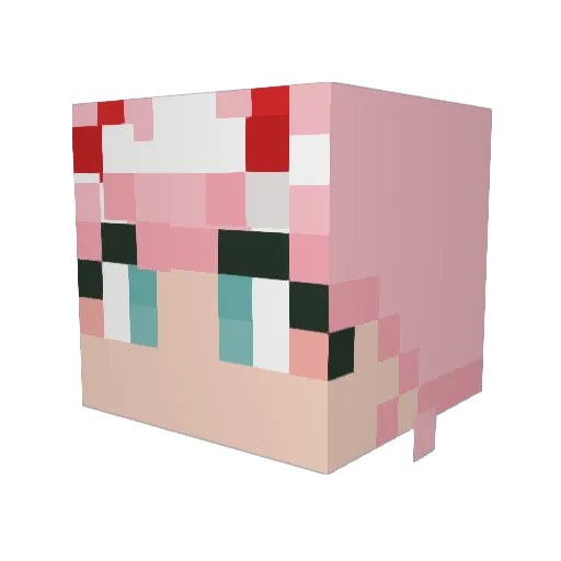 Kittying Minecraft avatar head, 3D render