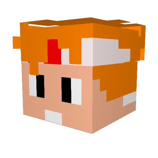 Kokimoto Minecraft avatar head, 3D render