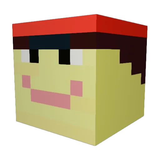 Koroslaw Minecraft avatar head, 3D render