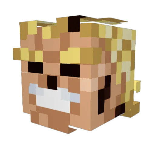 Kraetur Minecraft avatar head, 3D render
