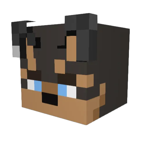 Kragehund Minecraft avatar head, 3D render