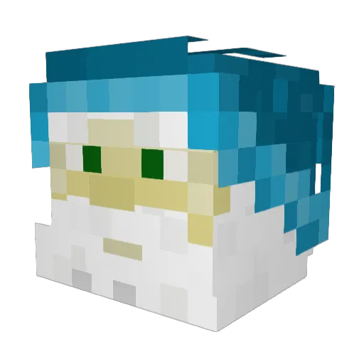 Krankyman Minecraft avatar head, 3D render